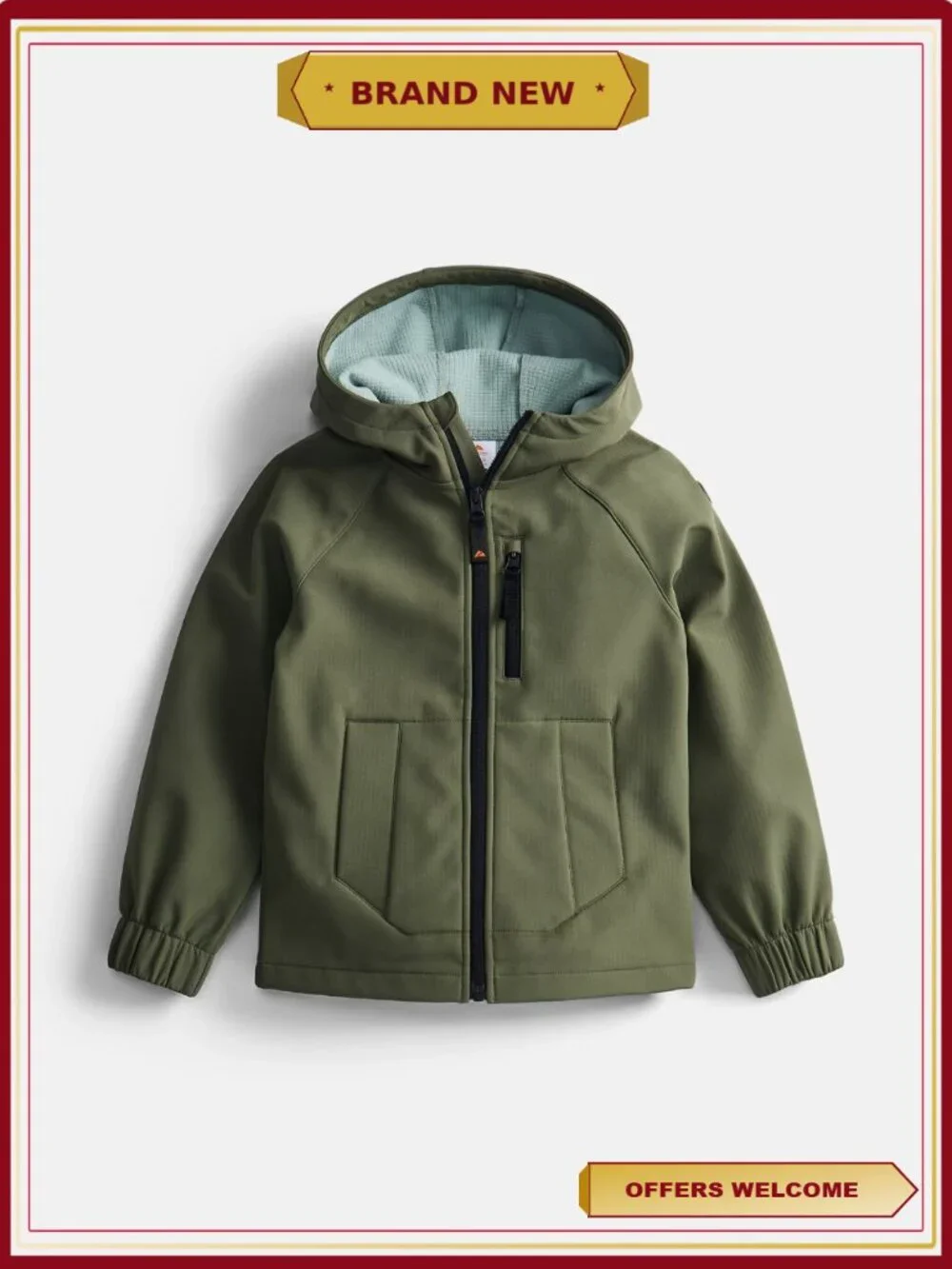 Boys Softshell Jacket Long Sleeve Hooded Windproof Water Resistant